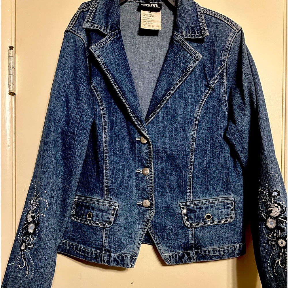 Fabulous Ethyl Embellished Denim Jean Jacket M